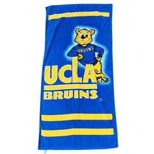 Vintage UCLA Bruins Beach Towel Blue Yellow Joe Bruin Mascot 100% Cotton 28x56‎